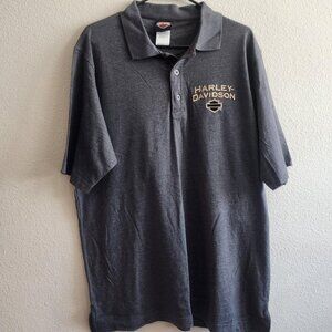 Harley-Davidson Polo Shirt Mens Medium Gray Cheyenne Wyoming Biker Motorcycle